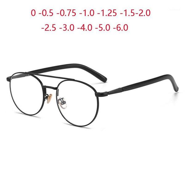 

double beam oval myopia glasses finished blue light blocking clear lens prescription eyeglasses female 0 -0.5 -0.75 -1.0 to -6.01, White;black