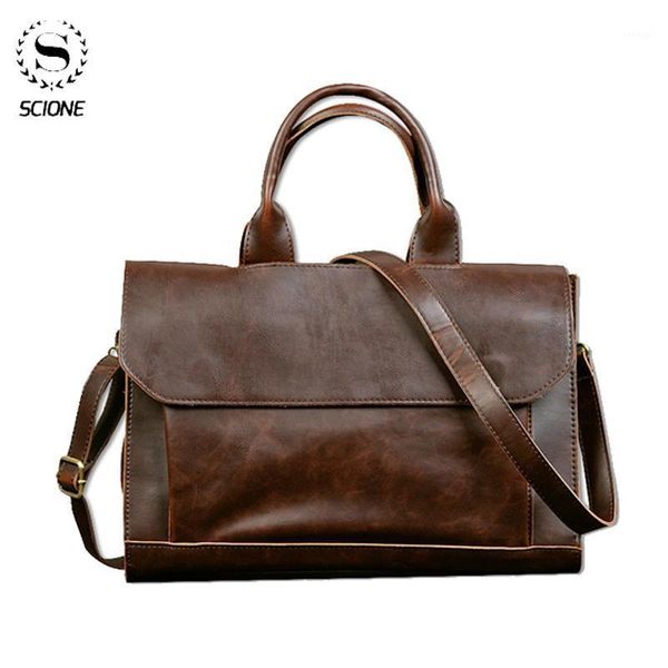 

scione men's leather lapbag business men's briefcase bag lapmesseng man leather office large capacity handbag1