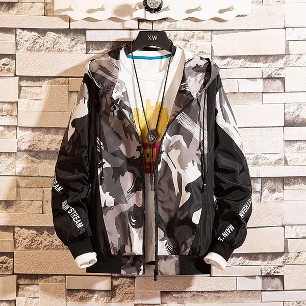 

men's jackets 2021 men's hoodie camouflage patchwork coats & autumn streetwear mens casual jacket jackets1, Black;brown
