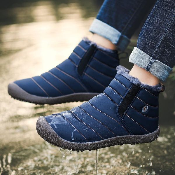 

male winter boots men fur warm snow boots 2020 new men ankle shoes footwear light male shoes sneakers unisex, Black
