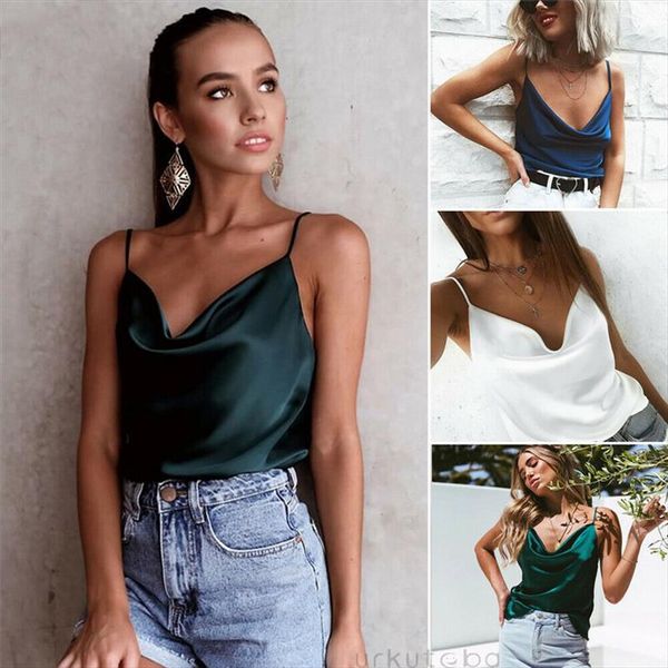 

women cothes 2020 womens u neck chiffon loose sleeveless tank 4 colour underwear women streetwear summer top, White