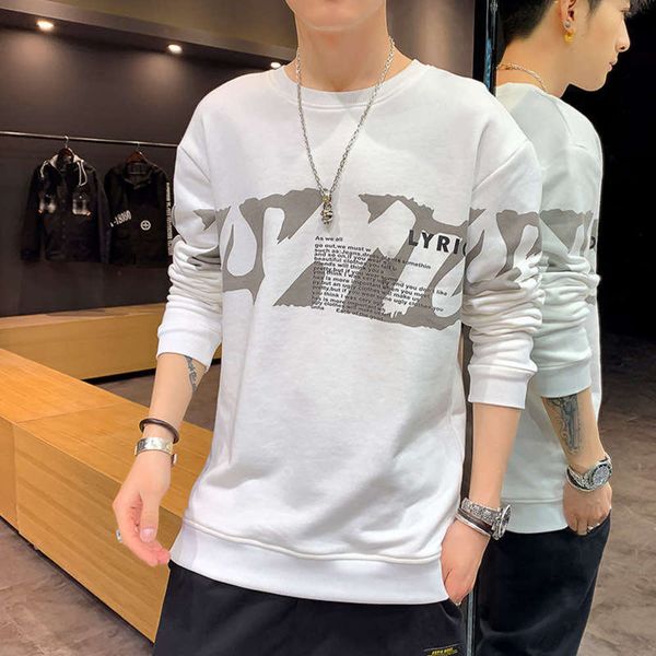 

loose sweater sleeve spring long 2020 new t-shirt sports korean bottoming shirt men's wear, Gray