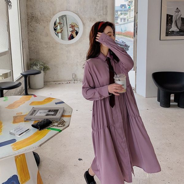

autumn art medium length loose collar dress tie skirt students age dress skirtcake skirt cake skirtreduction q38rf, Black;gray