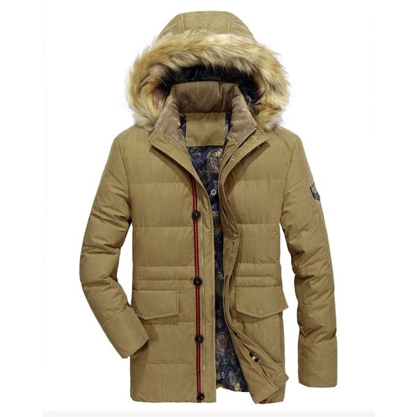 

fashion long down men hooded winter coat men thick warm mens winter jacket windproof wool liner parka 201023, Black
