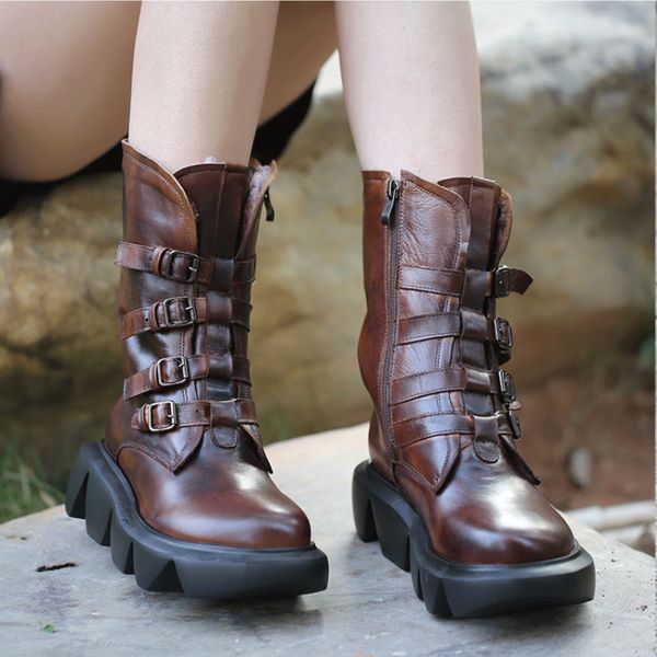 

women leather boots winter warm sneaker shoes women motorcycle boots genuine leather black snow boots women handmade shoe riding 201021