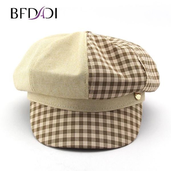 

berets bfdadi fashion summer beret hat women 2021 octagonal cap french style flat caps casual streetwear hats, Blue;gray