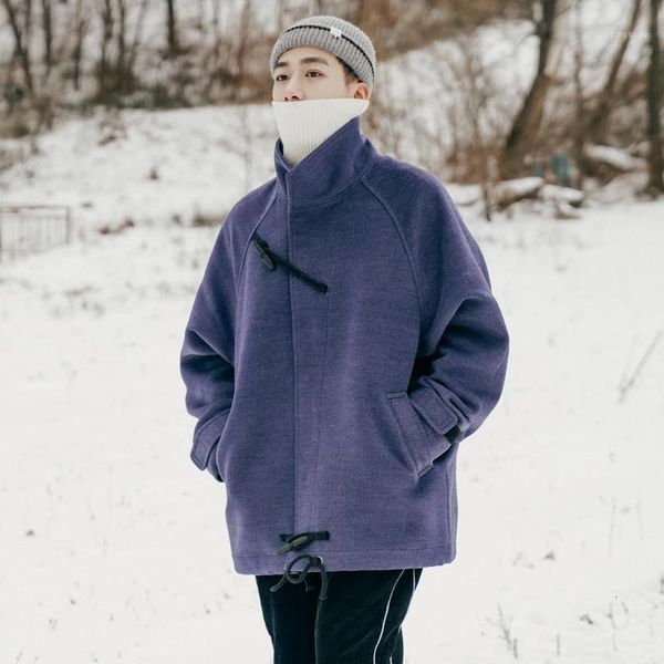 

men's cotton loose cashmere snow jackets wool trench coat keep warm parkas blue/camel color cotton-padded clothes outerwear1, Black