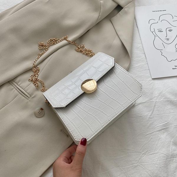 

web celebrity stylish women's bag 2020 autumn new trendy texture versatile crocodile grain small square bag mini