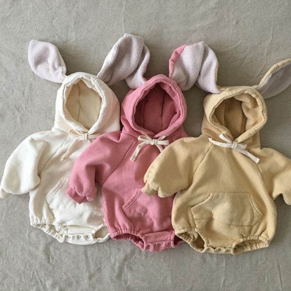 

2021 spring new cute bebes rabbit ears with veet soft cotton baby girls bodysuit boys jumpsuit onesie clothing 9czd, Blue