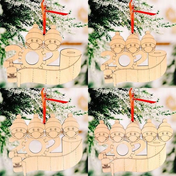 

1pcs diy wooden christmas hanging ornament 2020 personalized family christmas tree ornament happy family bannister present gift wmtkqx