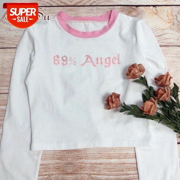 

artsu cotton long sleeve shirt women casual ladies angel print white t-shirt femme tee shirts femme autumn fashion ts20766 #l86g