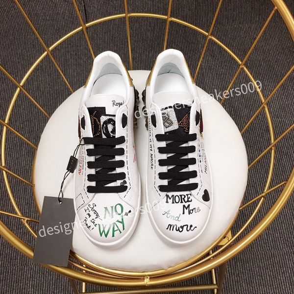 

2022 designer sneakers men womens casual shoes fashion white genuine leather luxury flower embroidered flat sports size35-45, Red;white