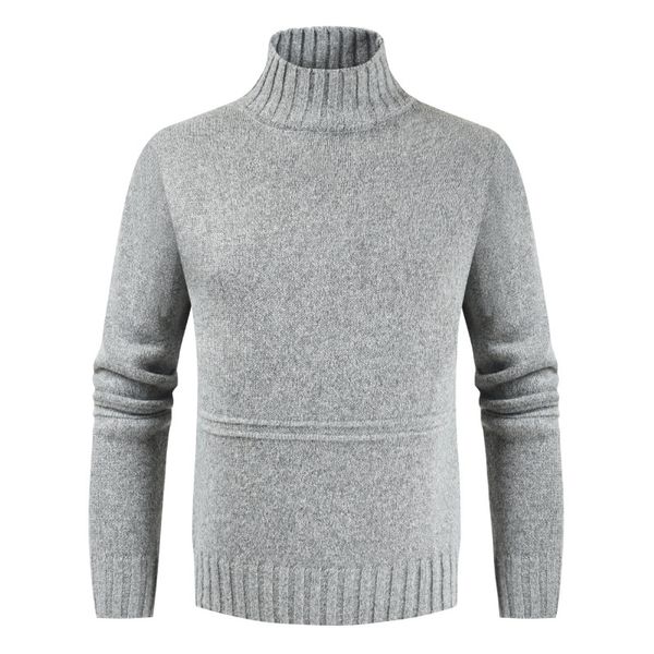 

new pullover autumn winter turtleneck solid color casual sweater men's slim fit brand knitted pullovers 201117, White;black