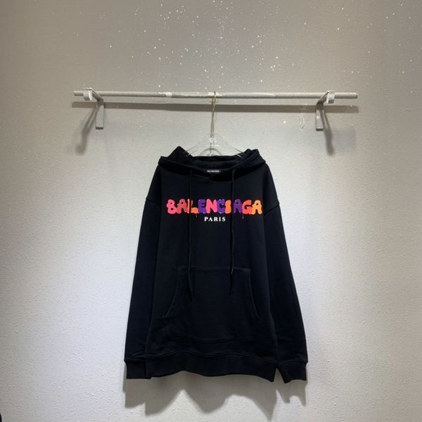 

ins new fashion paris rainbow bubble letter loose men's and women's hoodie, White;black
