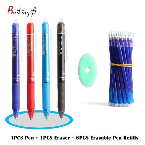 

gel pens 8pcs erasable refills with 1pcs eraser and pen 1set for school office supplies stationery gift pen1