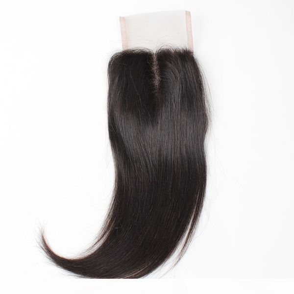 

8a straight hair closure 4*4 swiss lace closure virgin human hair brazilian peruvian malaysian indian hair middle three part, Black;brown