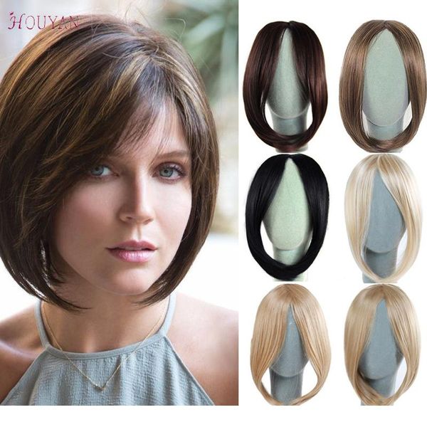 

houyan long bangs clip in on front hair bang side fringe hair extension natural synthetic bangs hair accessories f wmtioz, Black
