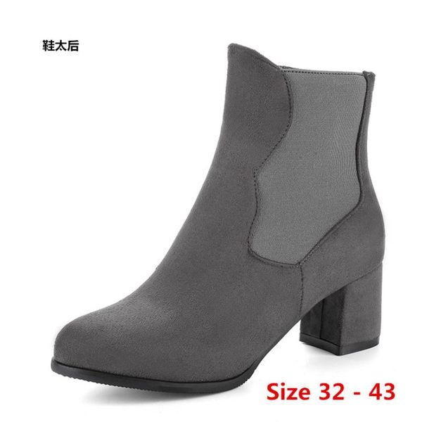 

boots winter spring autumn high heel ankle women short woman shoes botas muje small big size 32 - 43, Black