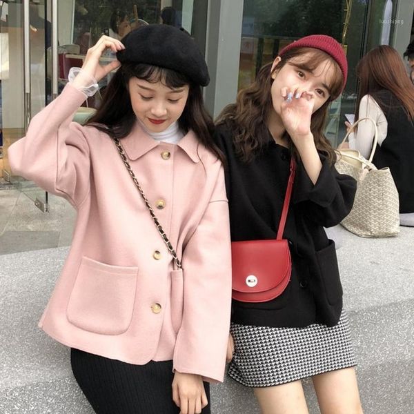 

winter wool tweed blazers for women long sleeve cotton wild ladies jacket vintage coat casual women blazers female 2020 s02101, White;black