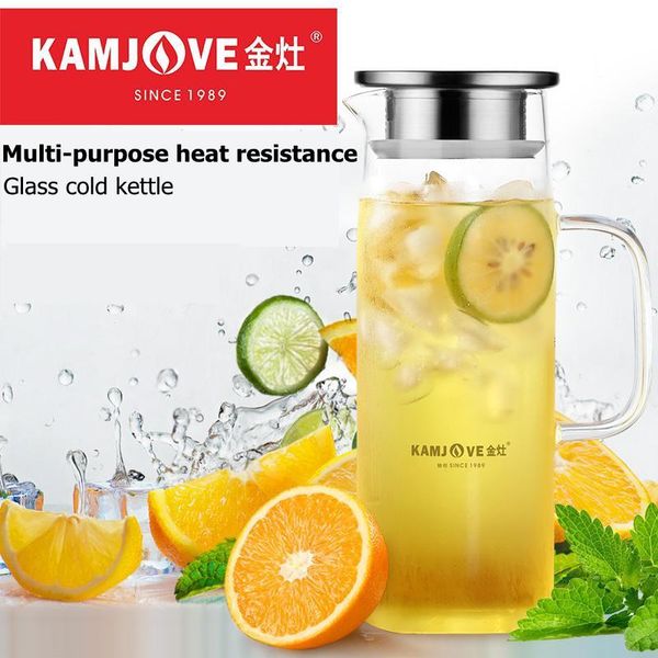 

kamjove glass canisters large capacity cold water pot with lid juice pot explosion proof glass pot qylxek mywjqq
