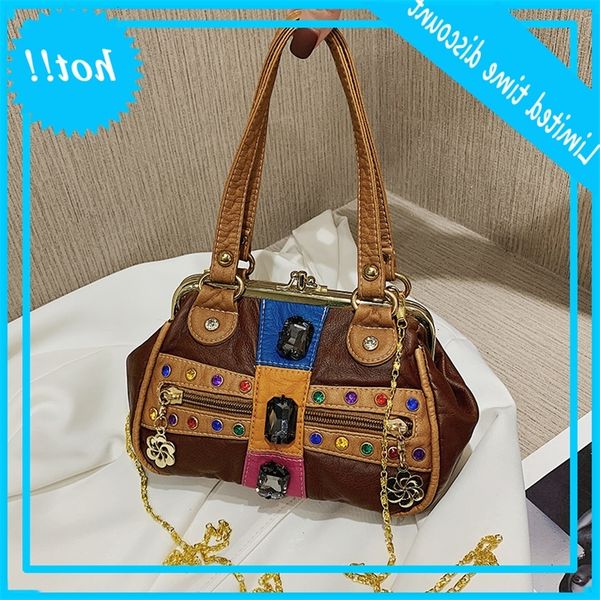 

women's clothing leather chain small messenger retro rhinestone lightweight towels for women luxury designer shoulder bag