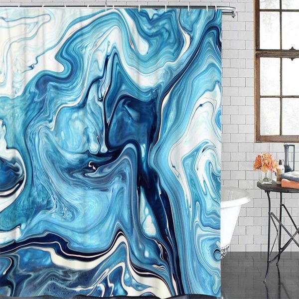 

eco-friendly shower curtain marble blue design crackle shower curtain bathroom decor waterproof fabric bath1