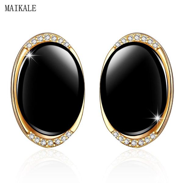 

stud maikale fashion round ceramic earrings cubic zirconia gold charm earings for women korean jewelry luxury gifts, Golden;silver