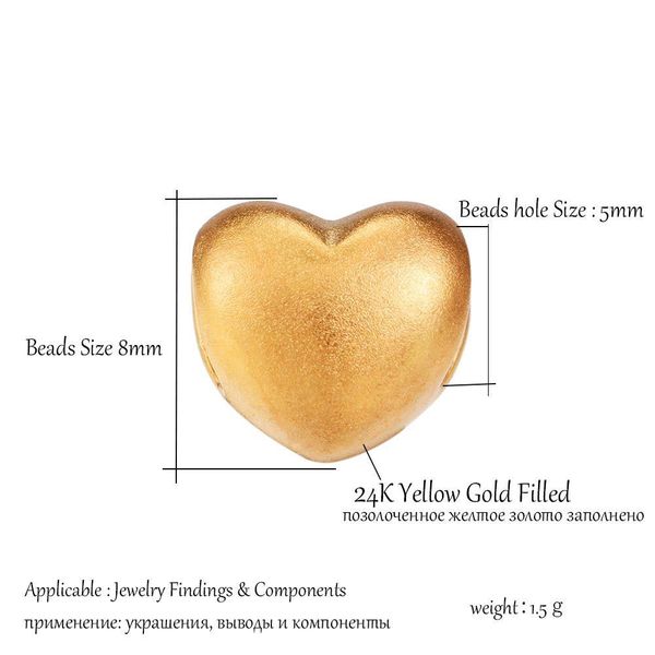 

st.kunkka 24k yellow gold filled 8mm heart beads fit charm bracelet bangle handmade diy for woman fashion jewelry accessories h bbyixr, Silver