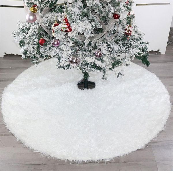 

white plush christmas tree skirt base floor mat fur carpet ornaments for xmas gift new year party home decoration navidad