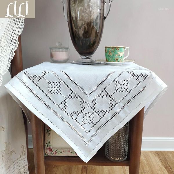 

table cloth hand drawnwork 100% linen white exquisite and beautiful tablecloth1