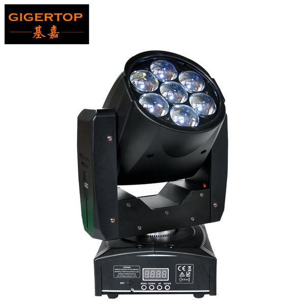 

tip1pcs 95w led moving head zoom light mini size 7x12w high power rgbw 4in1 color mixing dmx 16 channel zoom led stage light