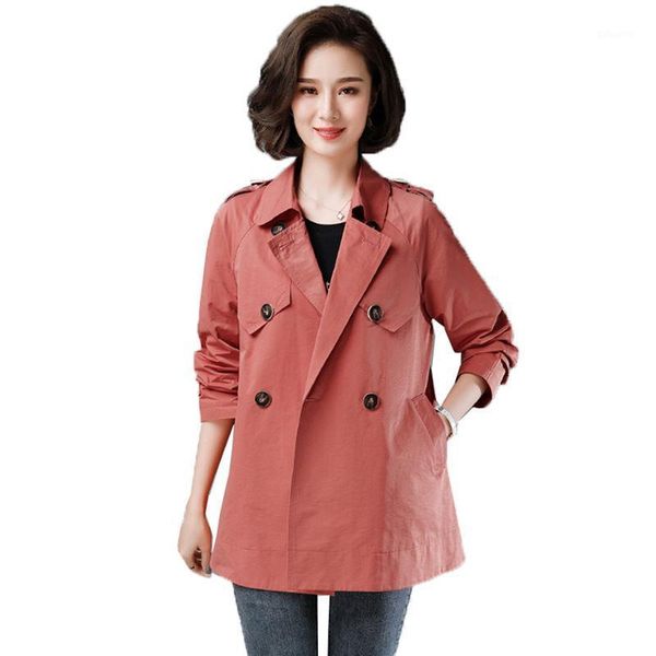 

women's trench coat fashion spring autumn long sleeve double breasted casual windbreaker outerwear large size 5xl female 1, Tan;black