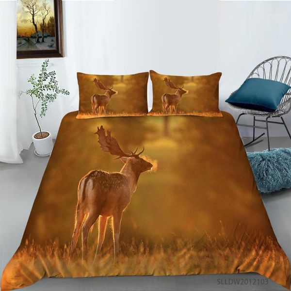 

fashion 3d deer in a meadow printing bedding set duvet cover with pillowcases 2/3pcs home decor1