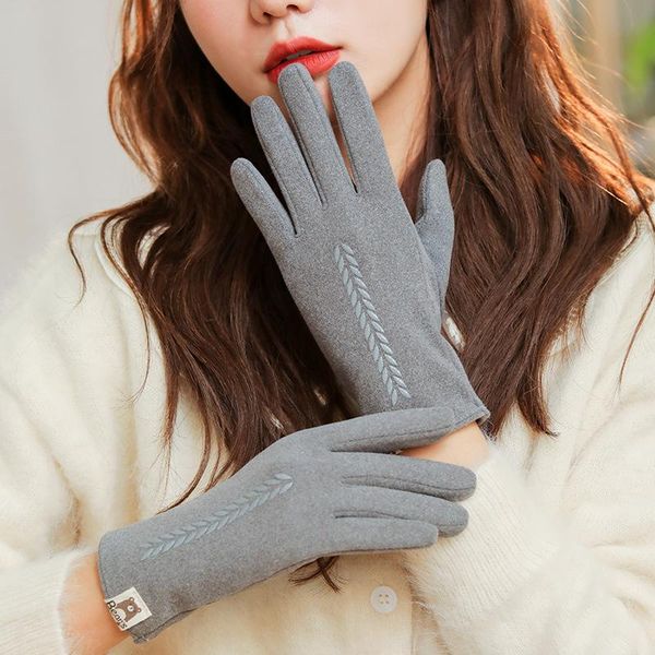 

five fingers gloves women keep warm touch screen thin section outdoor windproof elegant female modified hand shape elasticity soft, Blue;gray