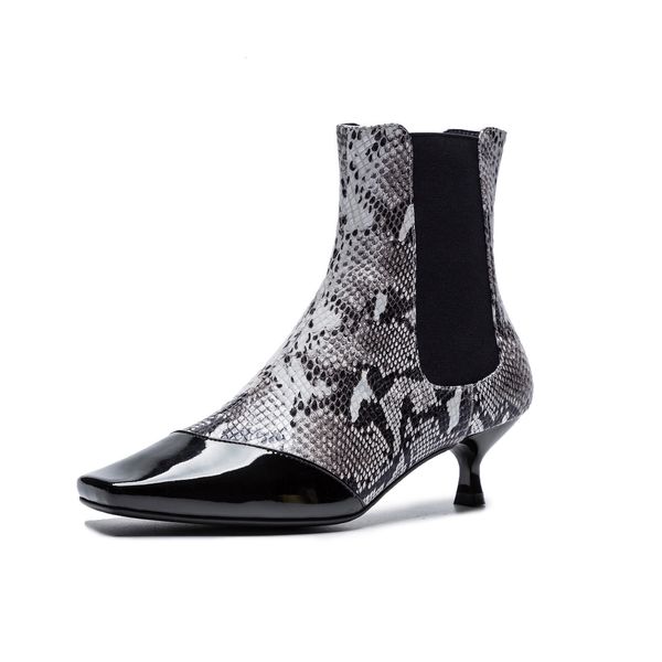 

woman 2021 natural cow suede hand sew head pattern of crocheted crocodile women's jumping boots st9y, Black