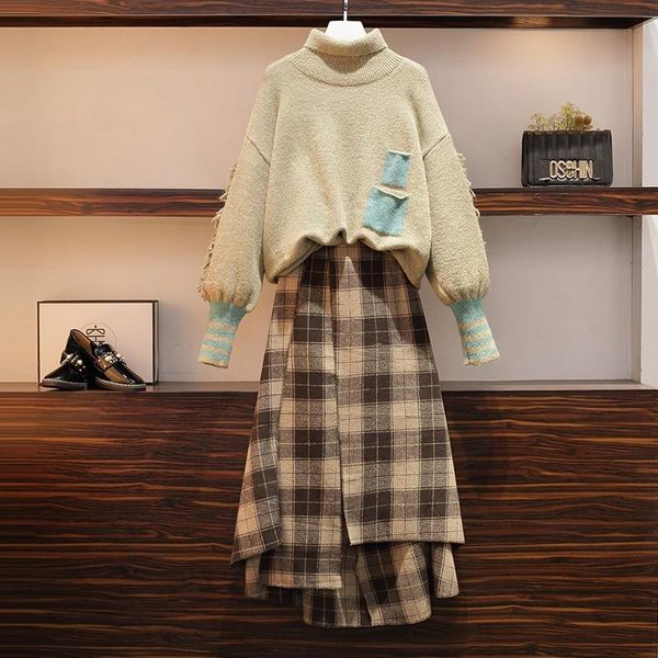 

women's tracksuits 2021 fashion clothing turtleneck pullover full two piece set, Gray