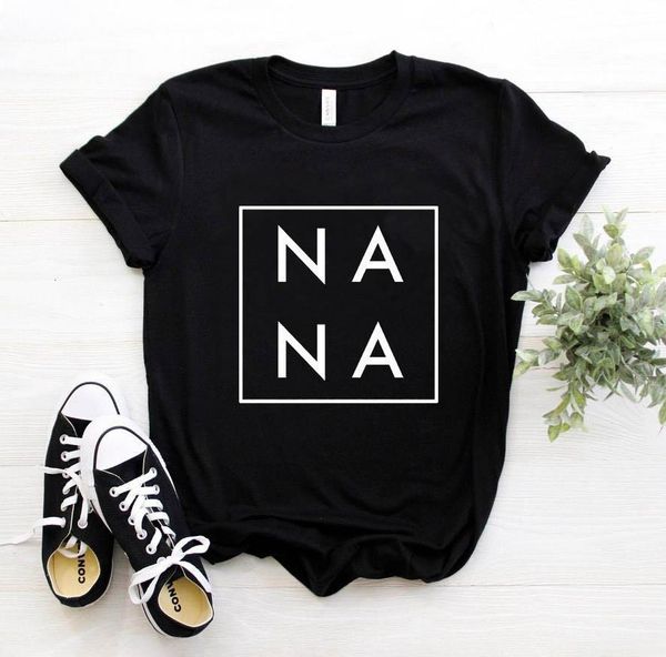 

women t shirt nana square print tshirt women short sleeve o neck loose t-shirt ladies causal tee shirt clothes, White