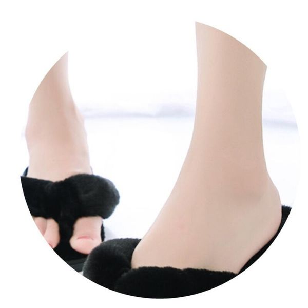 

autumn and winter plush slippers female new fashion flip flops confinement floor plush cotton slippers indoor air-conditioning d, Black