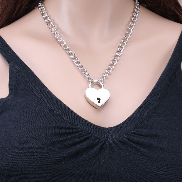 

selling style, anti allergy, no fading, love lock, punk accessories, versatile lock necklace locket necklaces for women, Silver