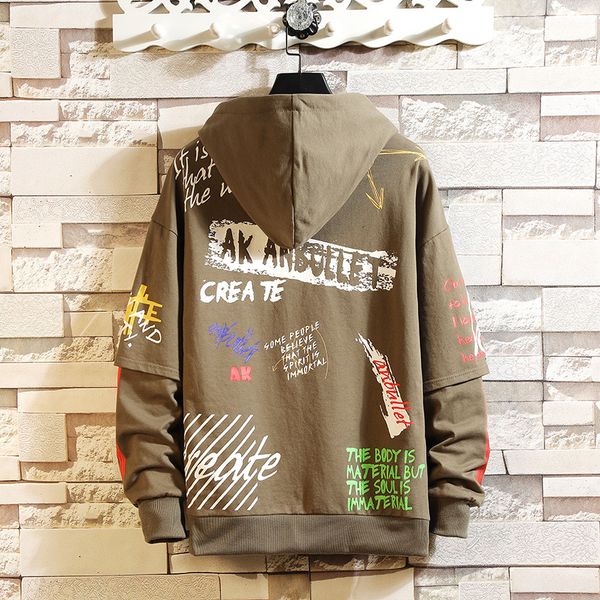 

2021 new autumn spring fashion impression black male hip hop long sleeve hoodies sweatshirt clothes 1uz6