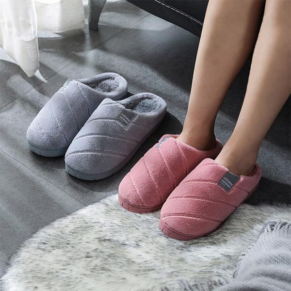 

home slippers female warm indoor slippers ladies falt plush shoes woman winter non-slip footwear slip-on fashion women, Black