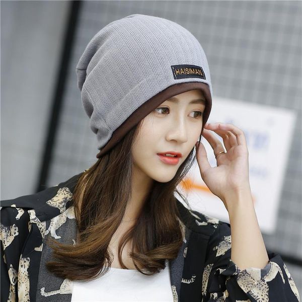 

beanie/skull caps korea solid beanie kullies knitted warm winter cap women fashion casual autumn hat wind ser outdoor 2021 beanies, Blue;gray