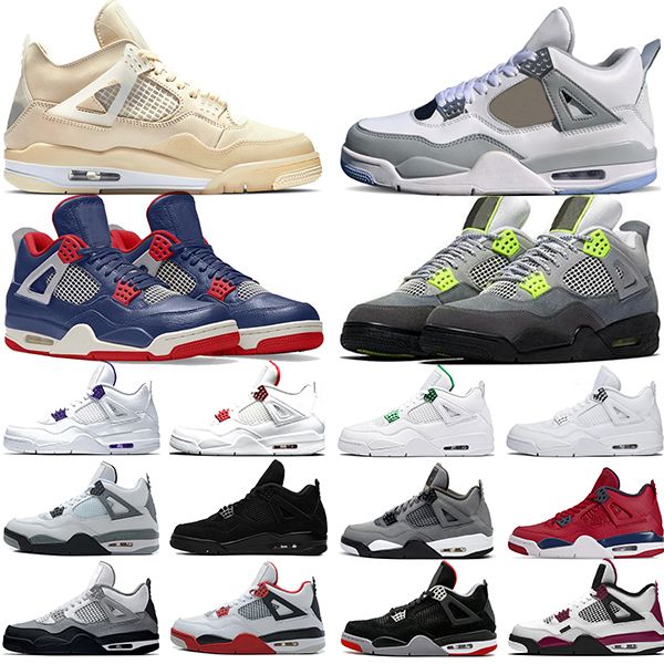 

jumpman basketball shoes 4 4s neon sail metallic purple what the og bred white cement mens sneakers sports