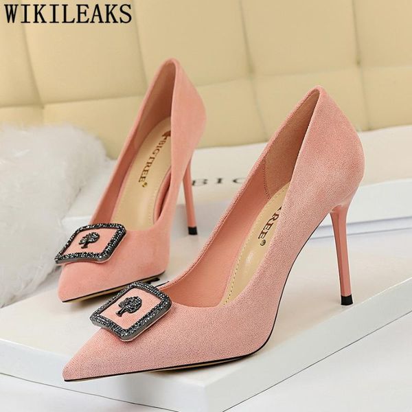

bigtree shoes woman pumps ladies shoes 43 crystal heels fashion stilleto high heels luxury women designers red, Black