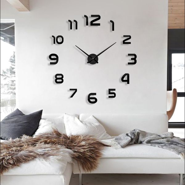 2020 Novo relógio relógio relógio relógios de parede Horloge 3D Diy espelho acrílico adesivos para casa decoração sala de estar quartzo agulha frete grátis Y200109