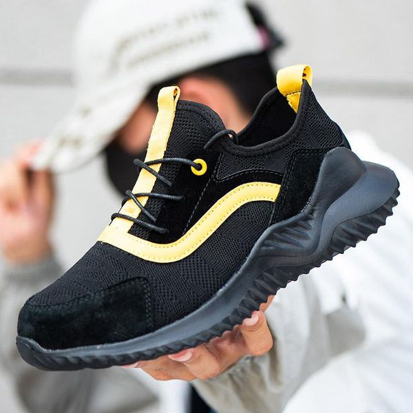 

dropshipping indestructible ryder shoes men and women steel toe air safety boots puncture-proof work sneakers breathable shoes, Black