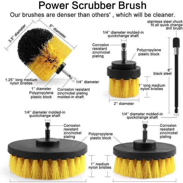 

10pcs drill brush power cleaning scrubber nylons brush electric scrubber brush kit for kitchen bashroom car jllbnr