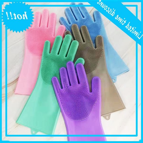 

dishwashing washing silicone heat insulation wear resistant kitchen cleaning gloves