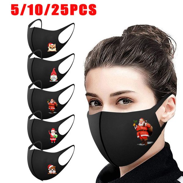 

zvnew маска 5/10 / 25pcs christmas face для лица washable ткань многоразового сант ушного рот caps mascarilla navidad
