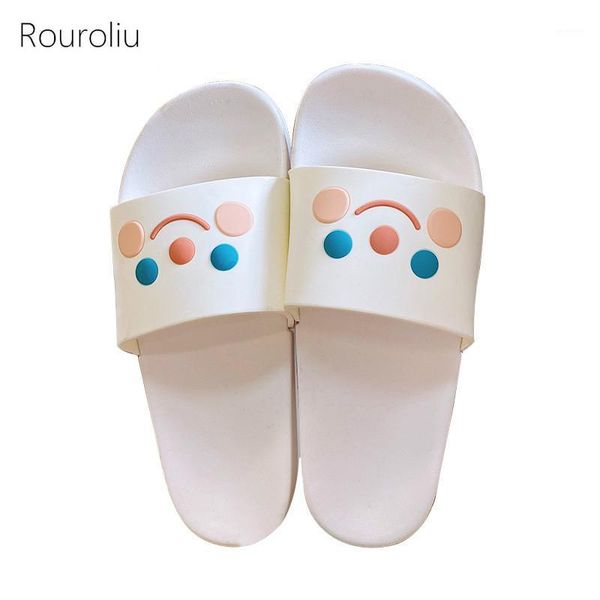 

rouroliu 2020 women summer non-slip slippers cute flip flops indoor home shoes female cartoon slides1, Black